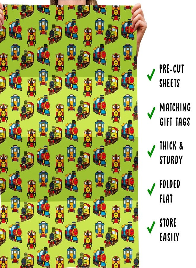 CENTRAL 23 Wrapping Paper Birthday Boy - Happy Trains - 6 Sheets of Thick Gift Wrap - For Birthday, Christmas, Baby Shower - Comes With Fun Stickers - Image 5